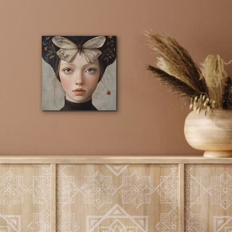 Aluminium schilderij - Woman - Butterfly - Art - Classic - Muted — 5