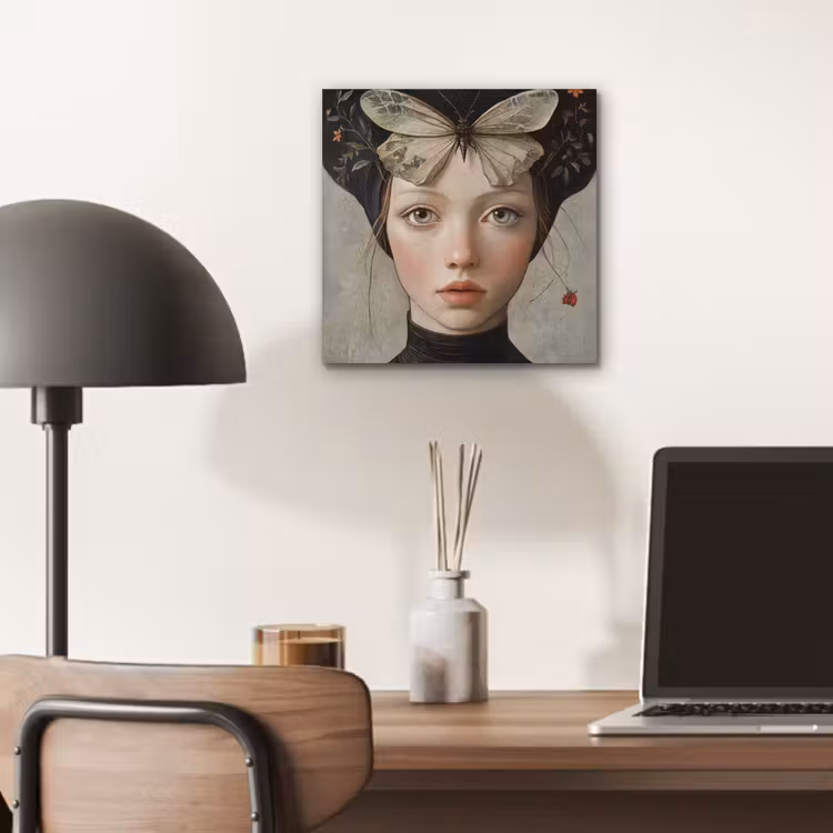 Aluminium schilderij - Woman - Butterfly - Art - Classic - Muted — 6