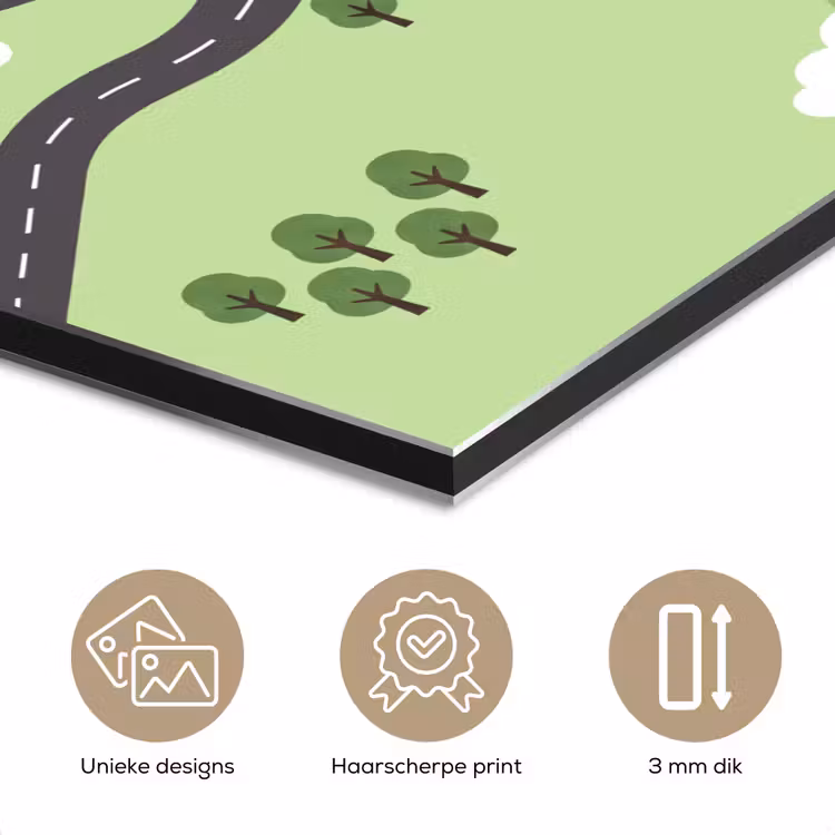 Aluminium schilderij - Auto - Bergweg - Natuur - Illustratie — 7