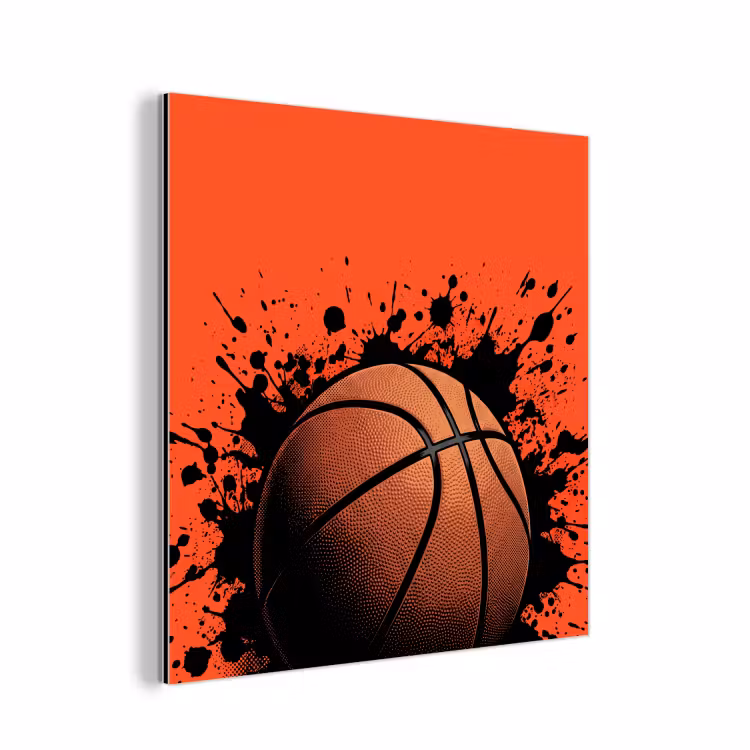 Aluminium schilderij - Basketbal - Verf - Sport - Oranje — 1