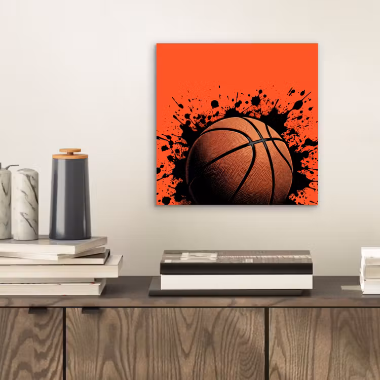 Aluminium schilderij - Basketbal - Verf - Sport - Oranje — 2