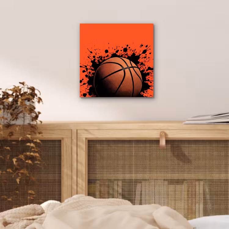 Aluminium schilderij - Basketbal - Verf - Sport - Oranje — 4