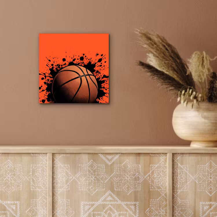 Aluminium schilderij - Basketbal - Verf - Sport - Oranje — 5