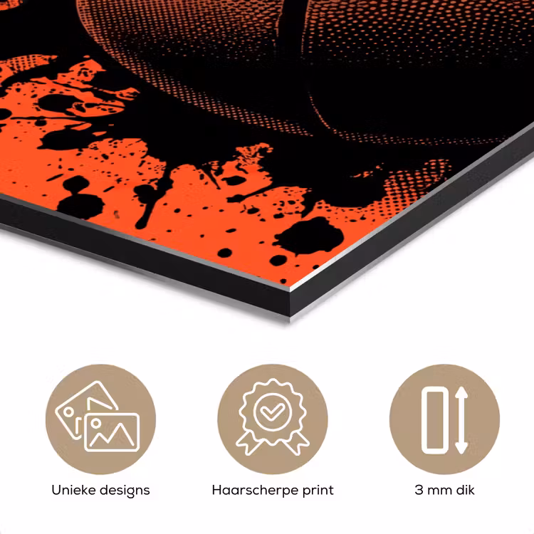 Aluminium schilderij - Basketbal - Verf - Sport - Oranje — 7