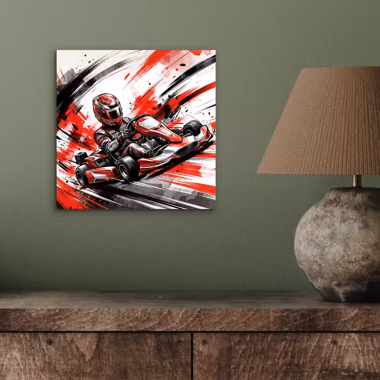 Aluminium schilderij - Kart - Coureur - Snelheid - Rood — 3