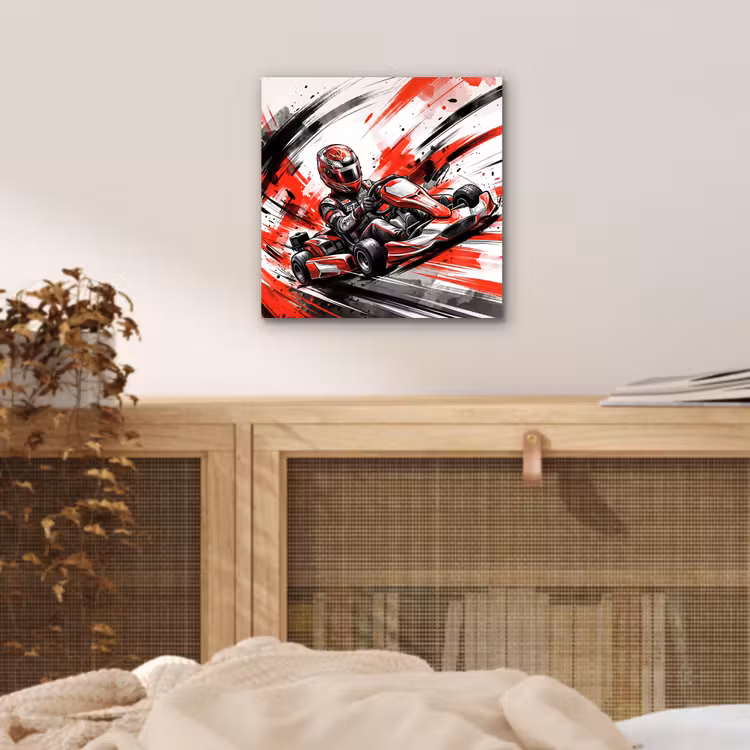 Aluminium schilderij - Kart - Coureur - Snelheid - Rood — 4