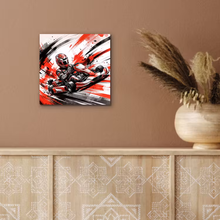 Aluminium schilderij - Kart - Coureur - Snelheid - Rood — 5
