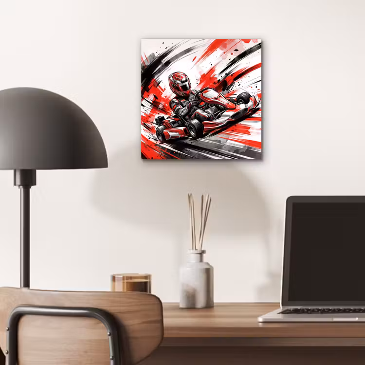 Aluminium schilderij - Kart - Coureur - Snelheid - Rood — 6