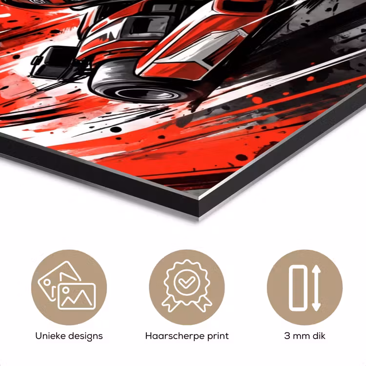Aluminium schilderij - Kart - Coureur - Snelheid - Rood — 7