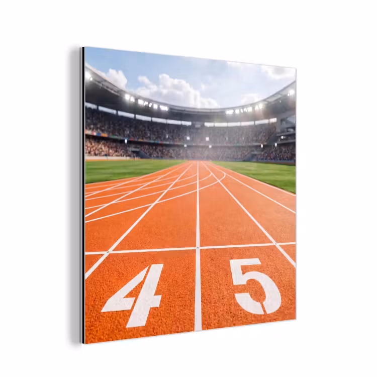 Aluminium schilderij - Sintelbaan - Stadion - Sport -Oranje — 1