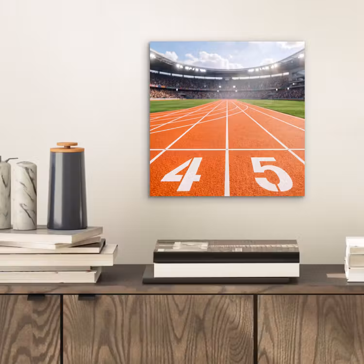 Aluminium schilderij - Sintelbaan - Stadion - Sport -Oranje — 2