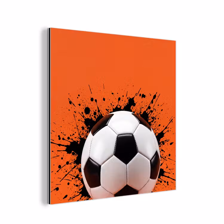 Aluminium schilderij - Voetbal - Verf - Sport - Oranje — 1