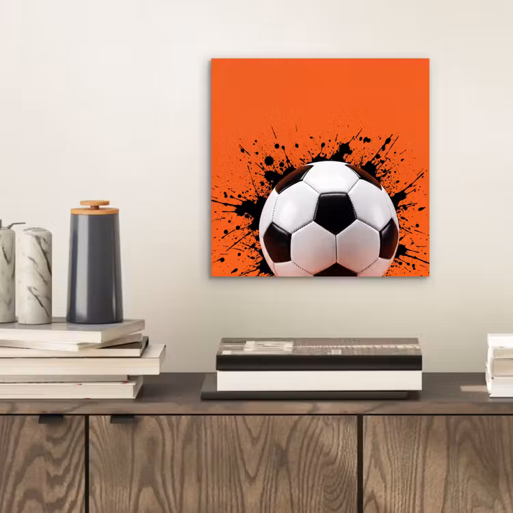 Aluminium schilderij - Voetbal - Verf - Sport - Oranje — 2