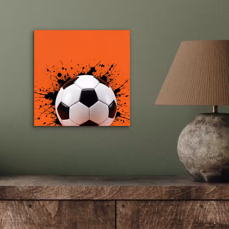 Aluminium schilderij - Voetbal - Verf - Sport - Oranje — 3