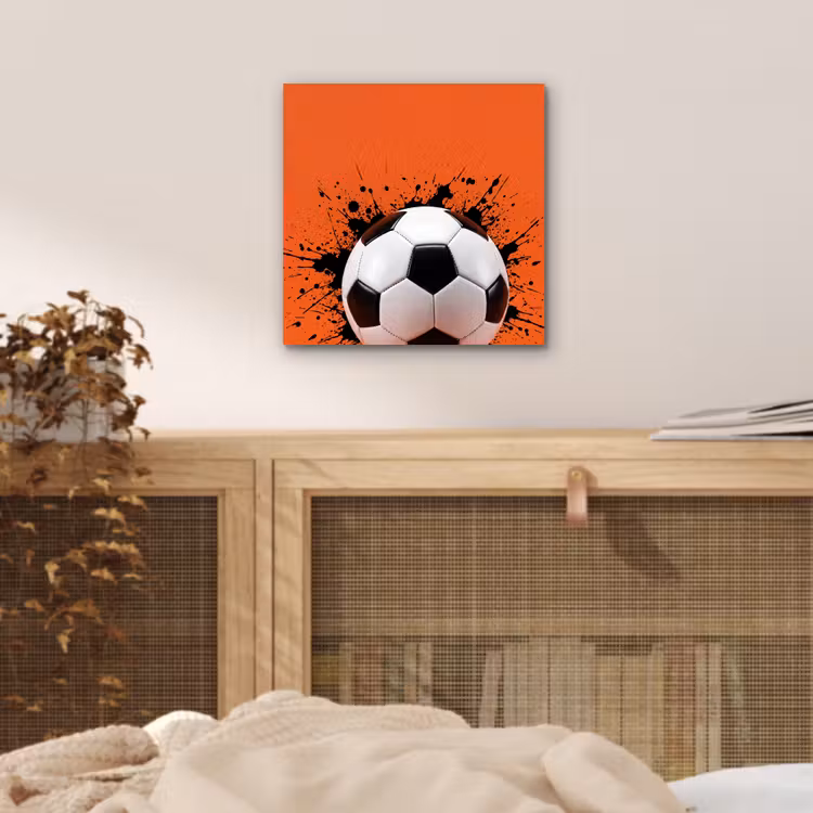 Aluminium schilderij - Voetbal - Verf - Sport - Oranje — 4