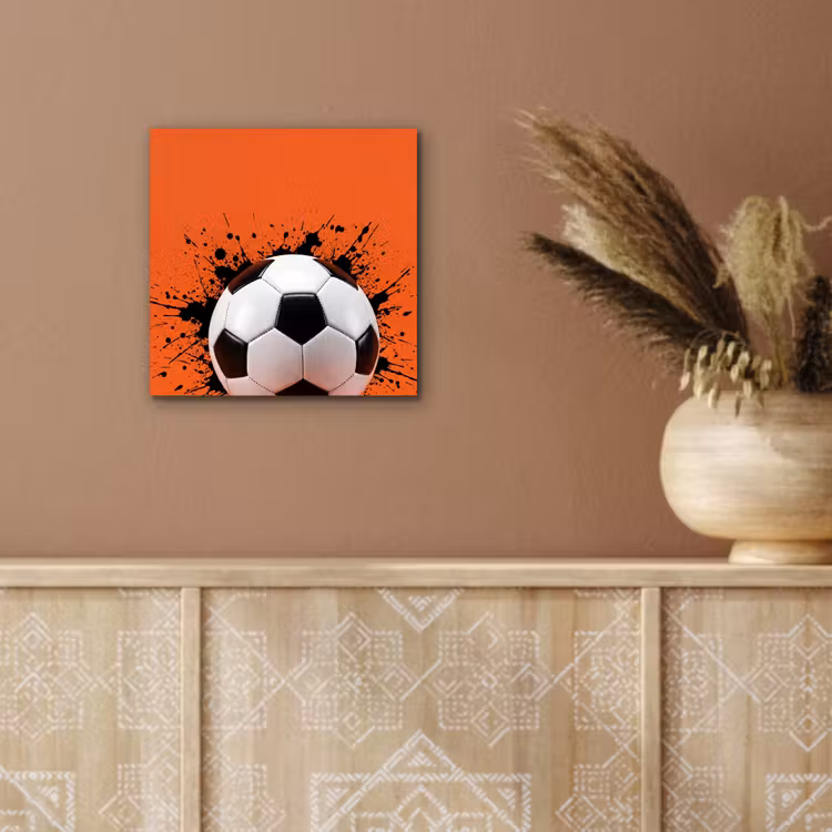 Aluminium schilderij - Voetbal - Verf - Sport - Oranje — 5