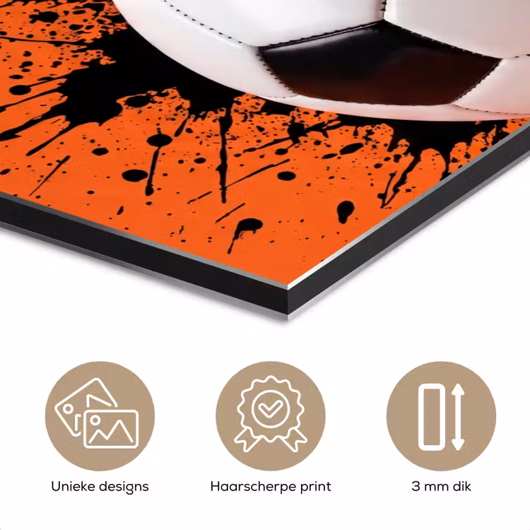 Aluminium schilderij - Voetbal - Verf - Sport - Oranje — 7