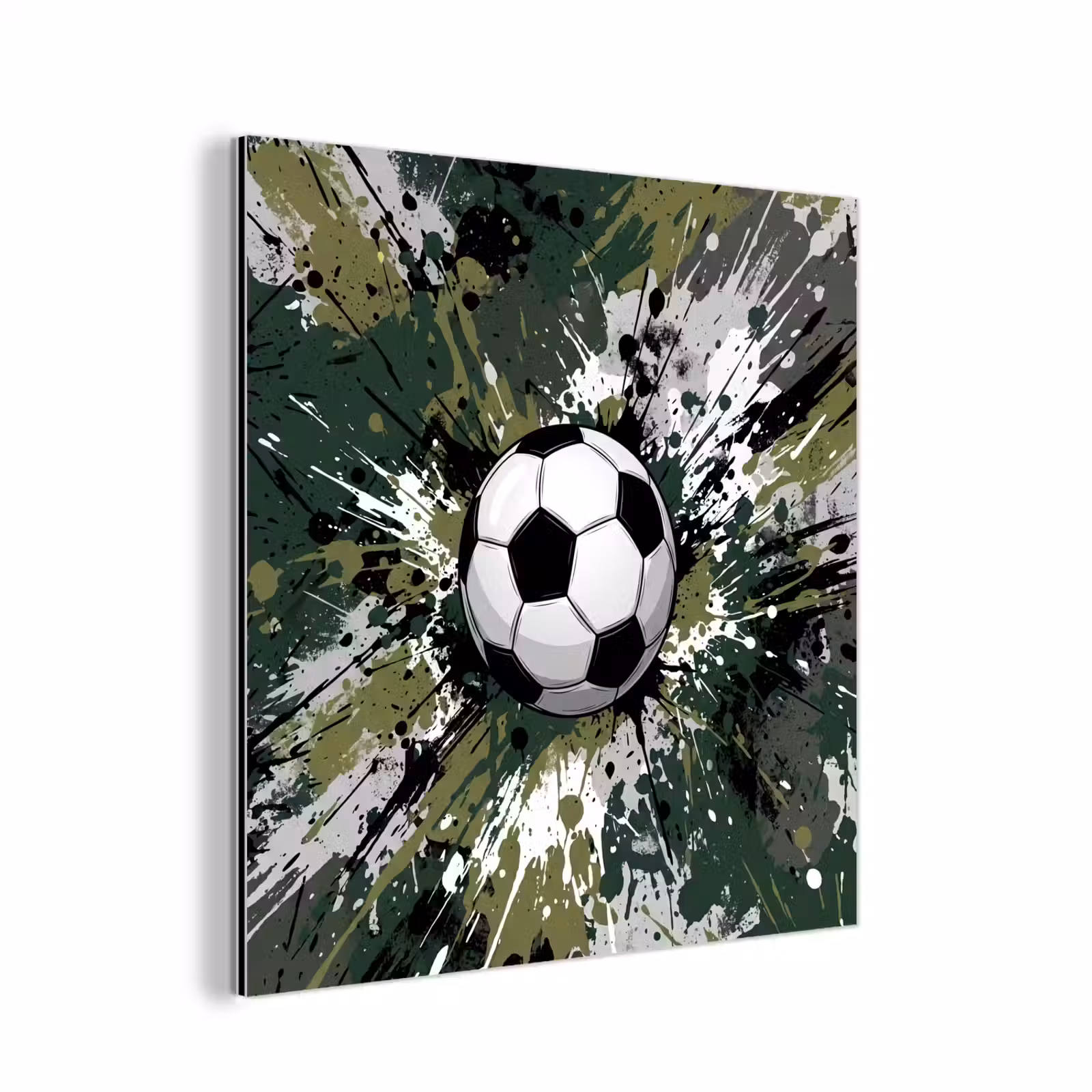 Aluminium schilderij - Voetbal - Verf - Spetters - Groen — 1