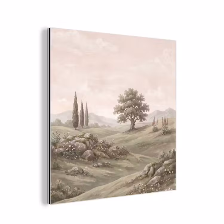 Aluminium schilderij - Heuvellandschap - Bomen - Natuur - Groen — 1