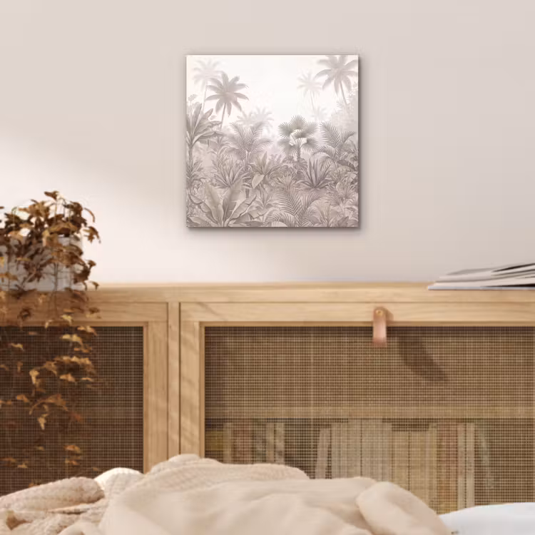 Aluminium schilderij - Jungle - Tropisch - Natuur -Vintage - Beige — 4