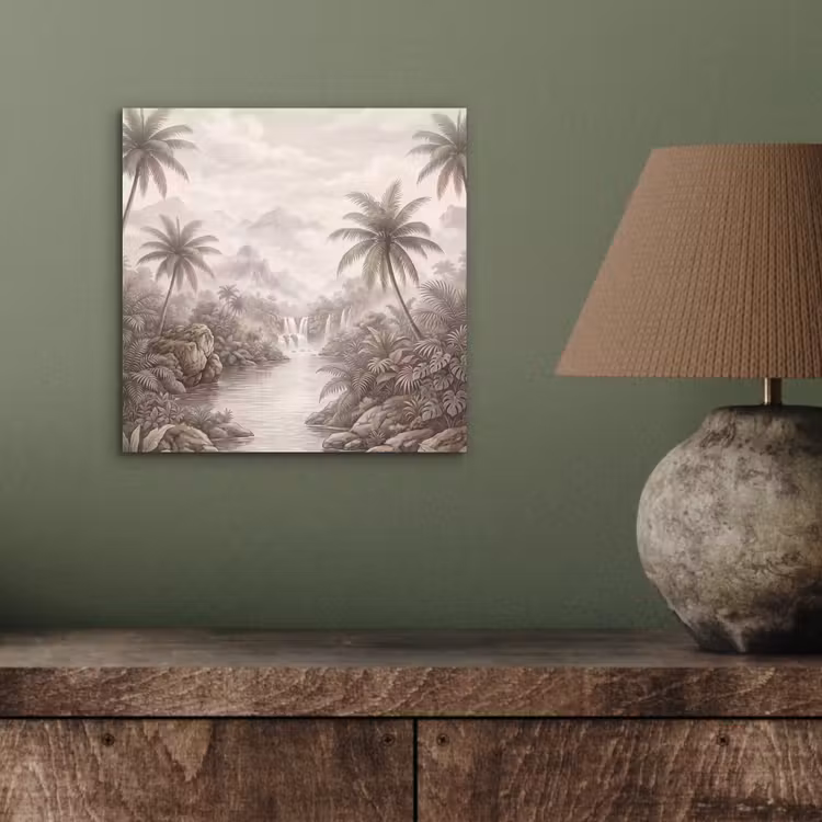 Aluminium schilderij - Jungle - Watervallen - Tropisch - Illustratie — 3