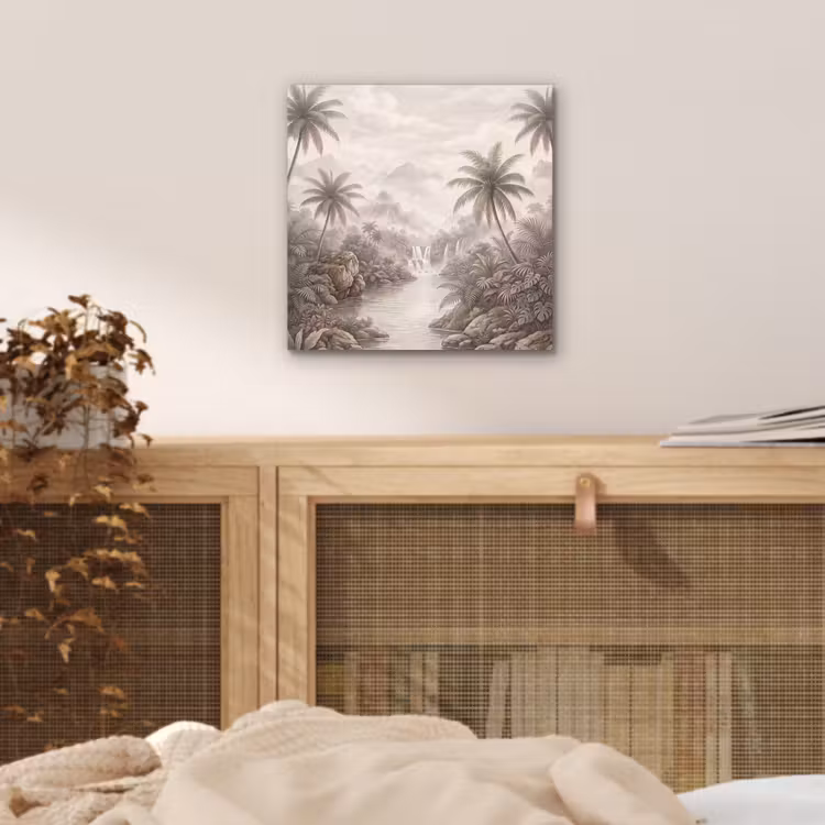Aluminium schilderij - Jungle - Watervallen - Tropisch - Illustratie — 4