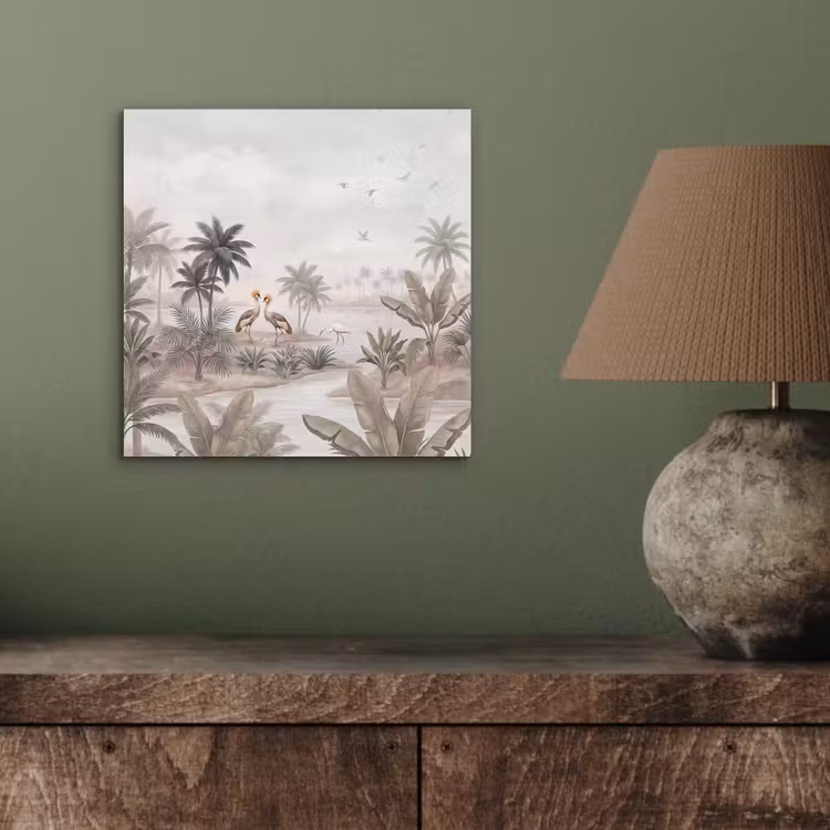 Aluminium schilderij - Kraanvogels - Palmbomen - Tropisch — 3