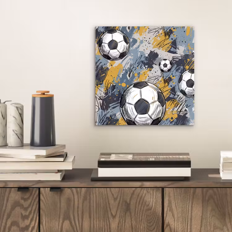 Aluminium schilderij - Voetbal - Abstract - Sport - Kleurrijk — 2