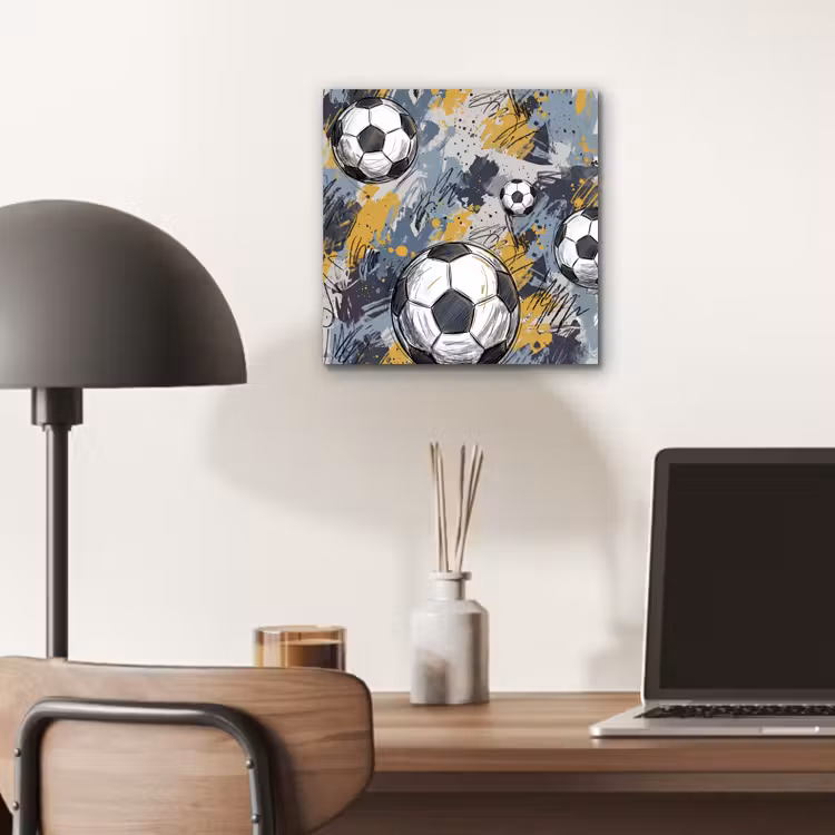 Aluminium schilderij - Voetbal - Abstract - Sport - Kleurrijk — 6