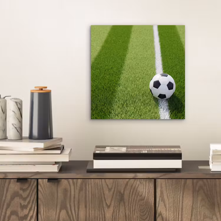 Aluminium schilderij - Voetbal - Grasveld - Sport - Groen — 2