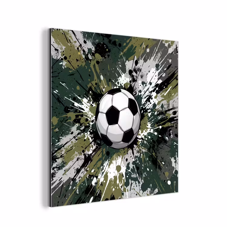 Aluminium schilderij - Voetbal - Verf - Spetters - Groen — 1