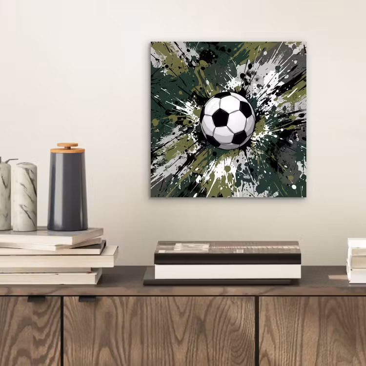 Aluminium schilderij - Voetbal - Verf - Spetters - Groen — 2