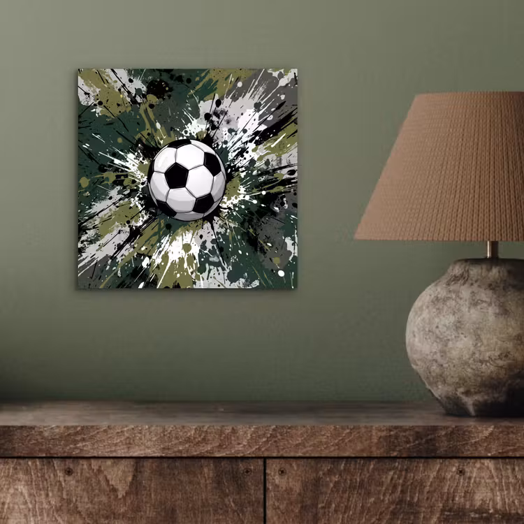 Aluminium schilderij - Voetbal - Verf - Spetters - Groen — 3