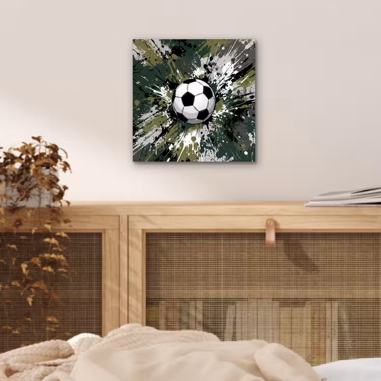 Aluminium schilderij - Voetbal - Verf - Spetters - Groen — 4