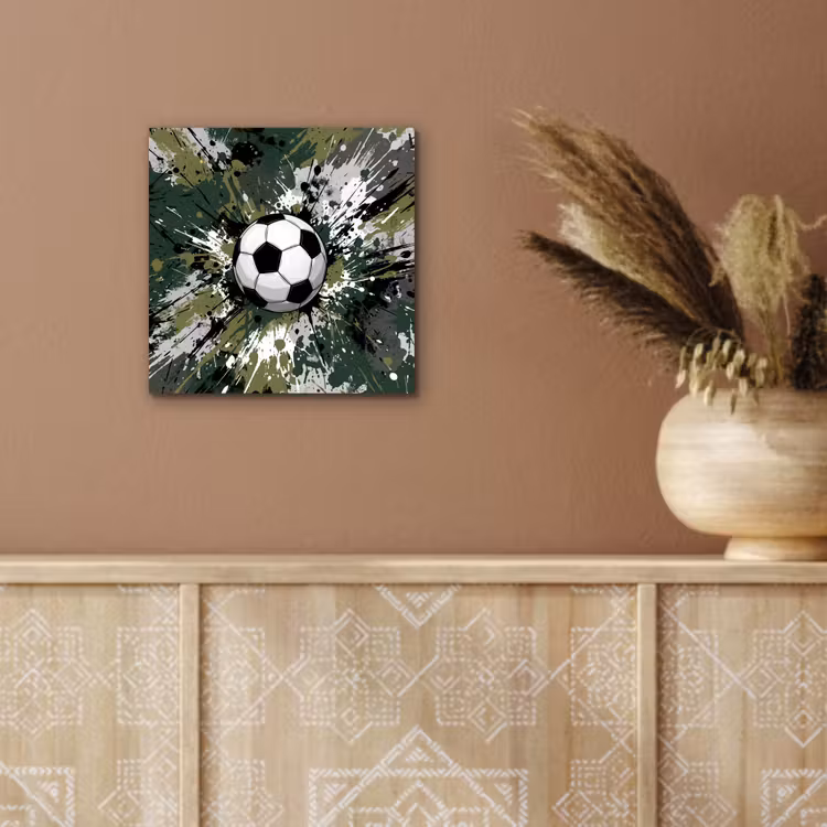 Aluminium schilderij - Voetbal - Verf - Spetters - Groen — 5