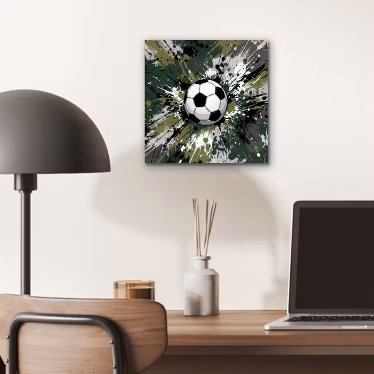 Aluminium schilderij - Voetbal - Verf - Spetters - Groen — 6