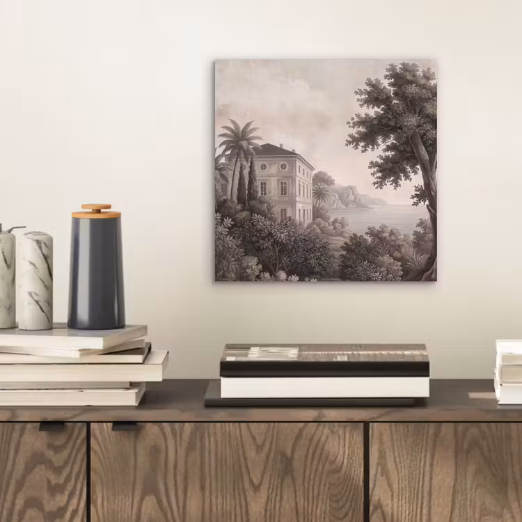 Aluminium schilderij - Zee - Villa - Beige — 2