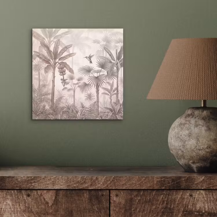 Aluminium schilderij - Jungle - Banenboom - Kolibrie - Beige — 3