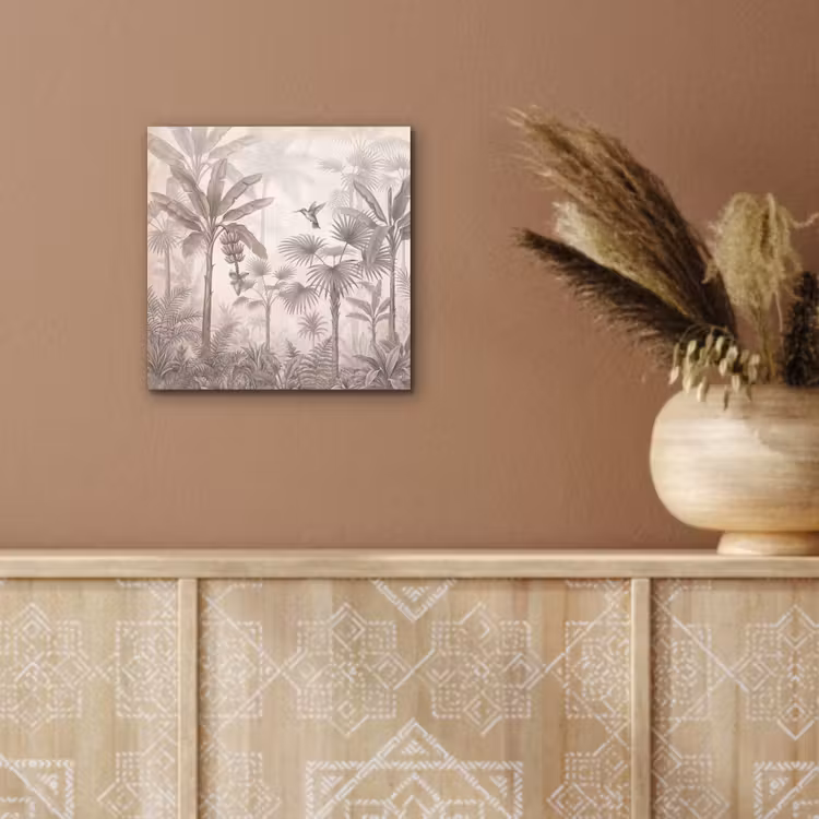 Aluminium schilderij - Jungle - Banenboom - Kolibrie - Beige — 5