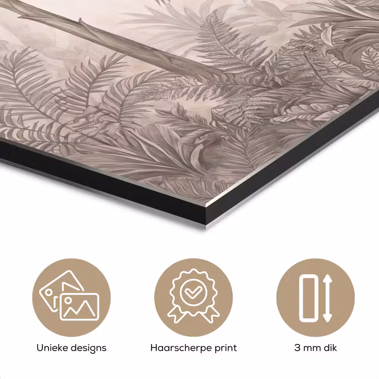 Aluminium schilderij - Jungle - Banenboom - Kolibrie - Beige — 7