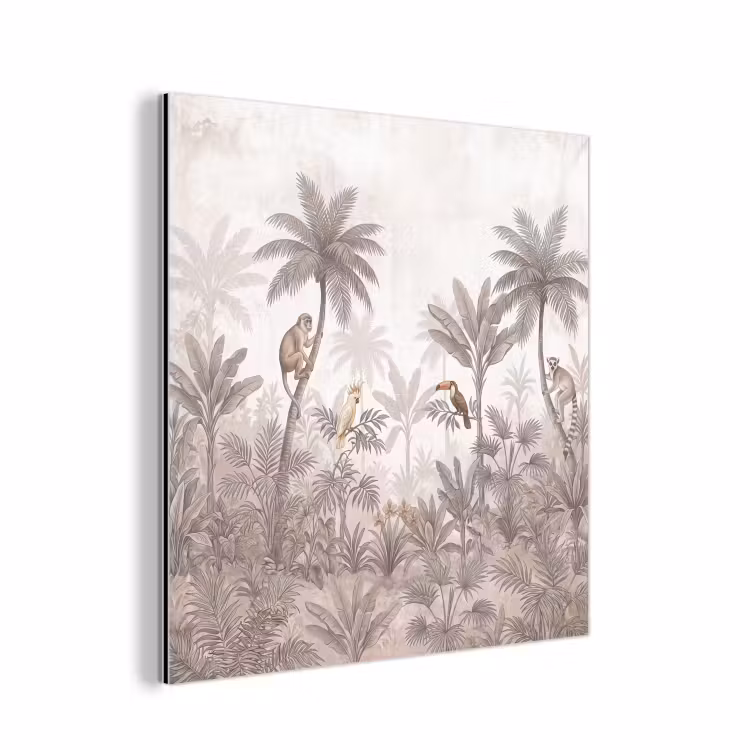 Aluminium schilderij - Jungle - Dieren - Palmbomen — 1