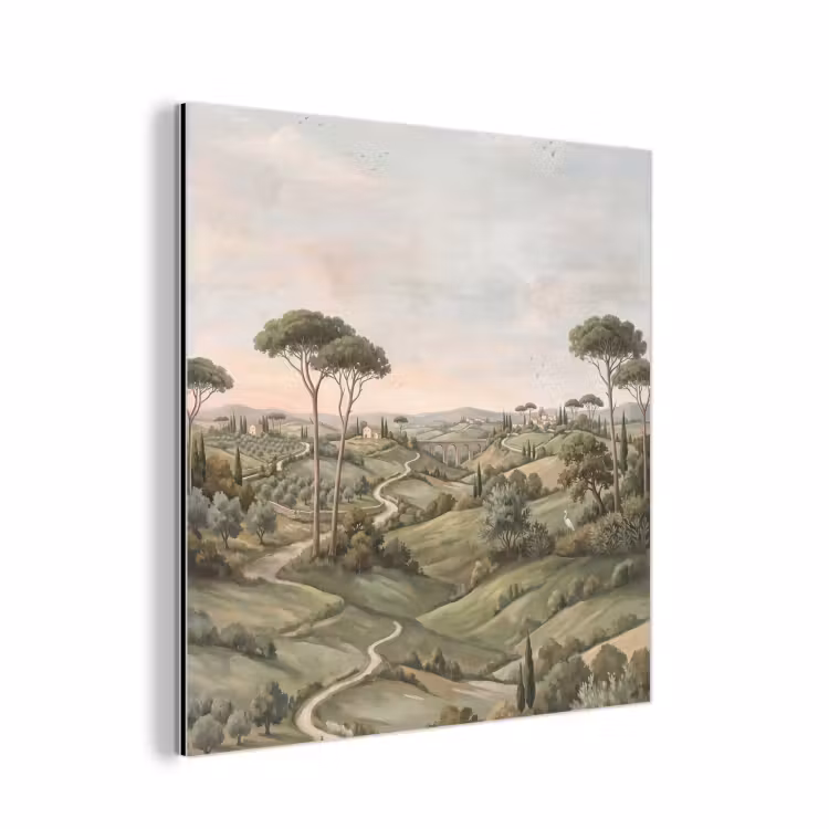 Aluminium schilderij - Landschap - Heuvels - Zandpad - Groen — 1