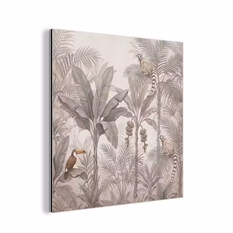 Aluminium schilderij - Natuur - Jungle - Ringstaartmaki - Bruin — 1