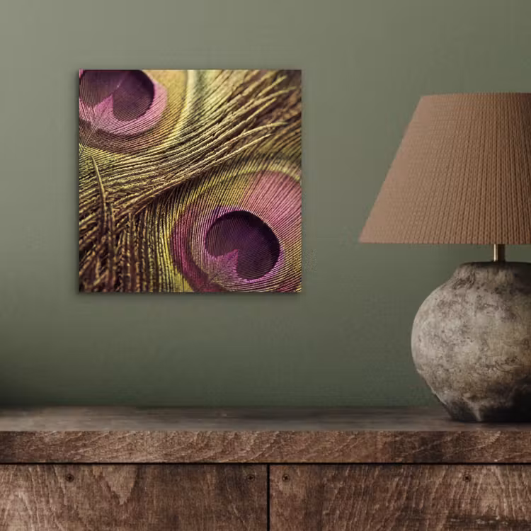 Aluminium schilderij - Pauw - Veren - Paars - Groen — 3