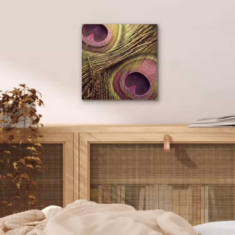 Aluminium schilderij - Pauw - Veren - Paars - Groen — 4