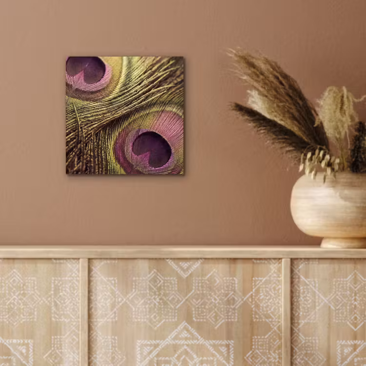 Aluminium schilderij - Pauw - Veren - Paars - Groen — 5