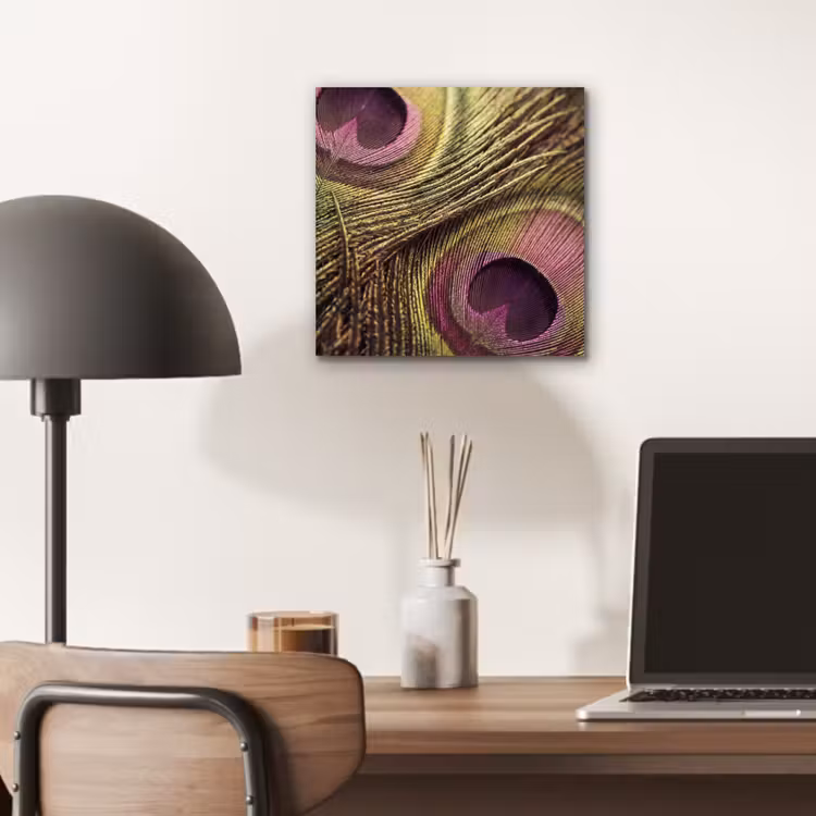 Aluminium schilderij - Pauw - Veren - Paars - Groen — 6