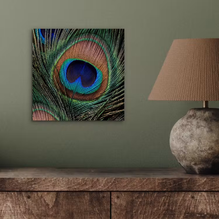 Aluminium schilderij - Pauwenveren - Klassiek - Groen — 3
