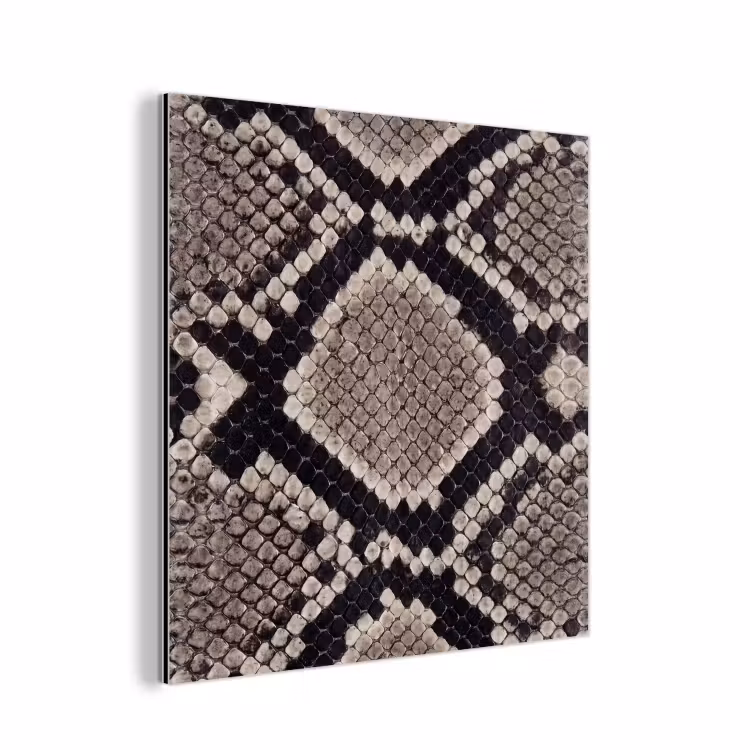 Aluminium schilderij - Slangenleer - Patroon - Beige — 1