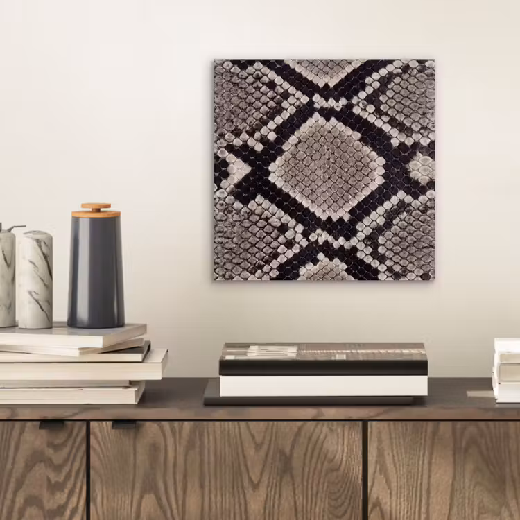 Aluminium schilderij - Slangenleer - Patroon - Beige — 2